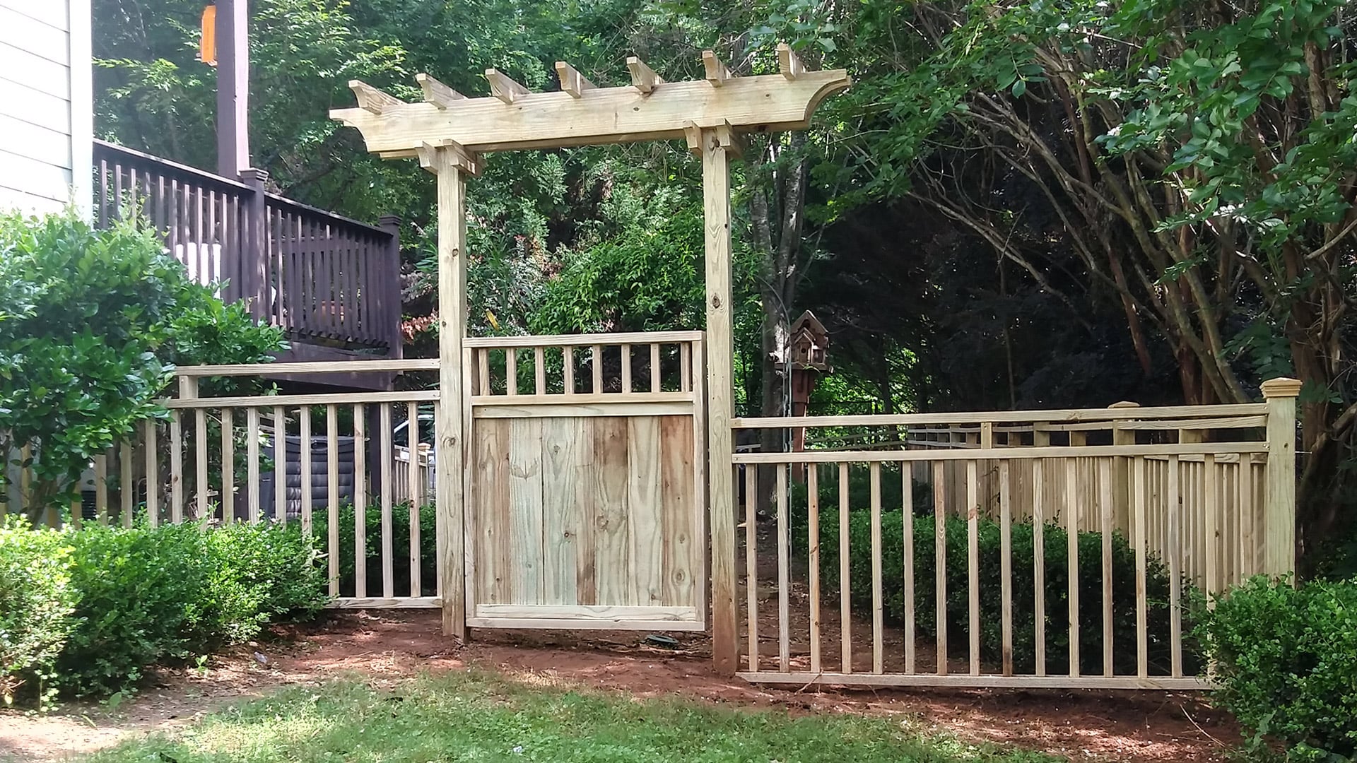 An example of a project completed by Etowah Fences, a company that offers outdoor property improvement services like fencing, gates, pergolas, sheds, chicken coops and more in Metro Atlanta and North Georgia